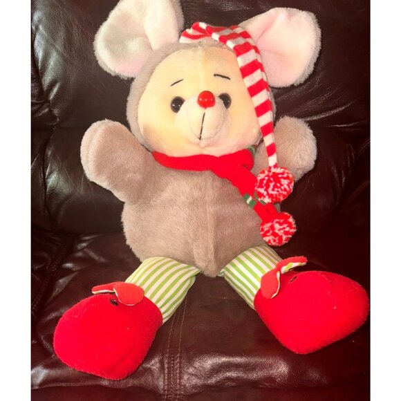 Dan Dee 1986 Kmart Inc. Christmas Mouse Plush With Hat & Scarf 22" - Picture 1 of 11